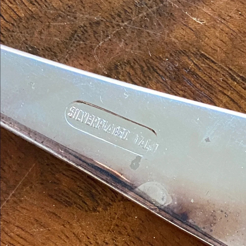 Vintage Silver Plate Cranberry Spoon Tomato Server Made in Italy set of 2